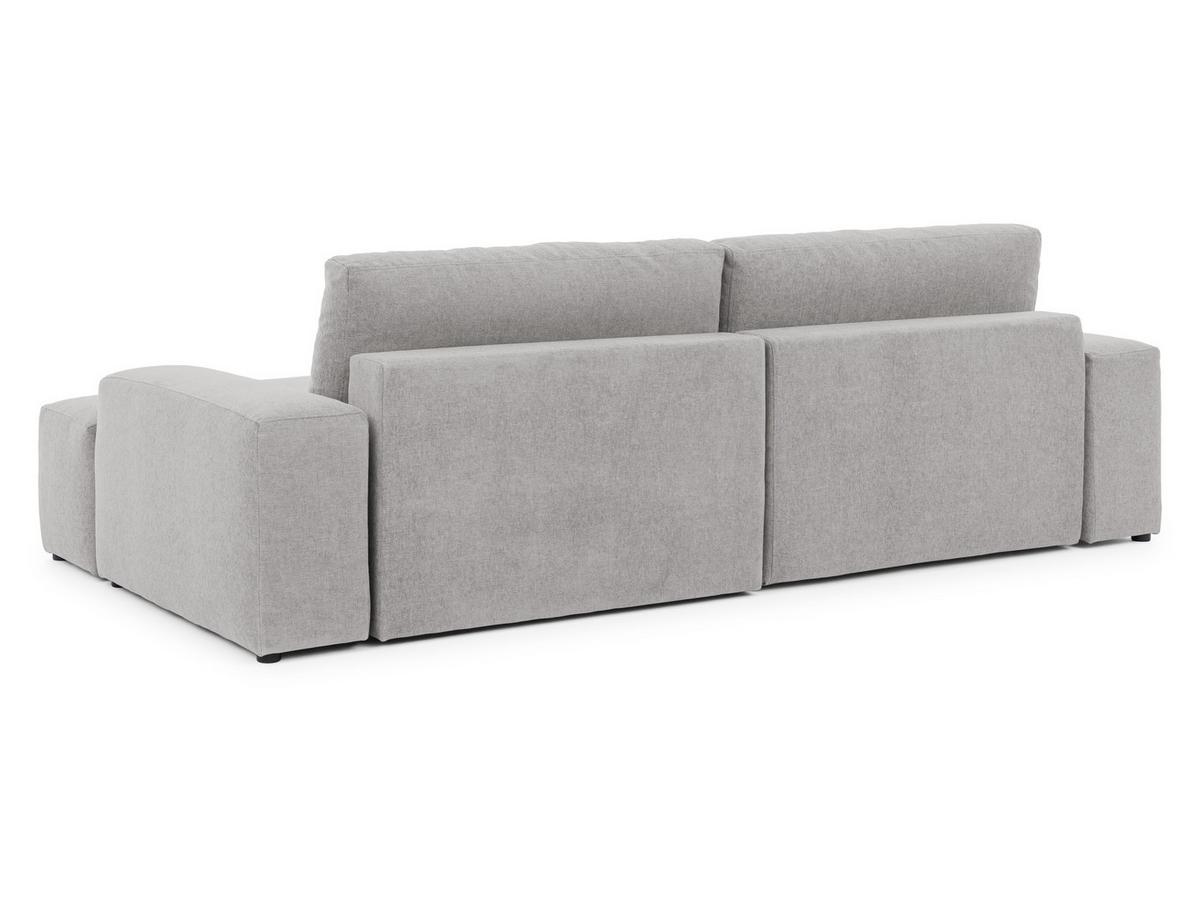 ECKSOFA inkl. Hocker Lennon aus Hellgrau Strukturstoff mit Schlaffunktion und Bettkasten - Hellgrau/Schwarz, Holz/Kunststoff (264/137cm) - S-Style