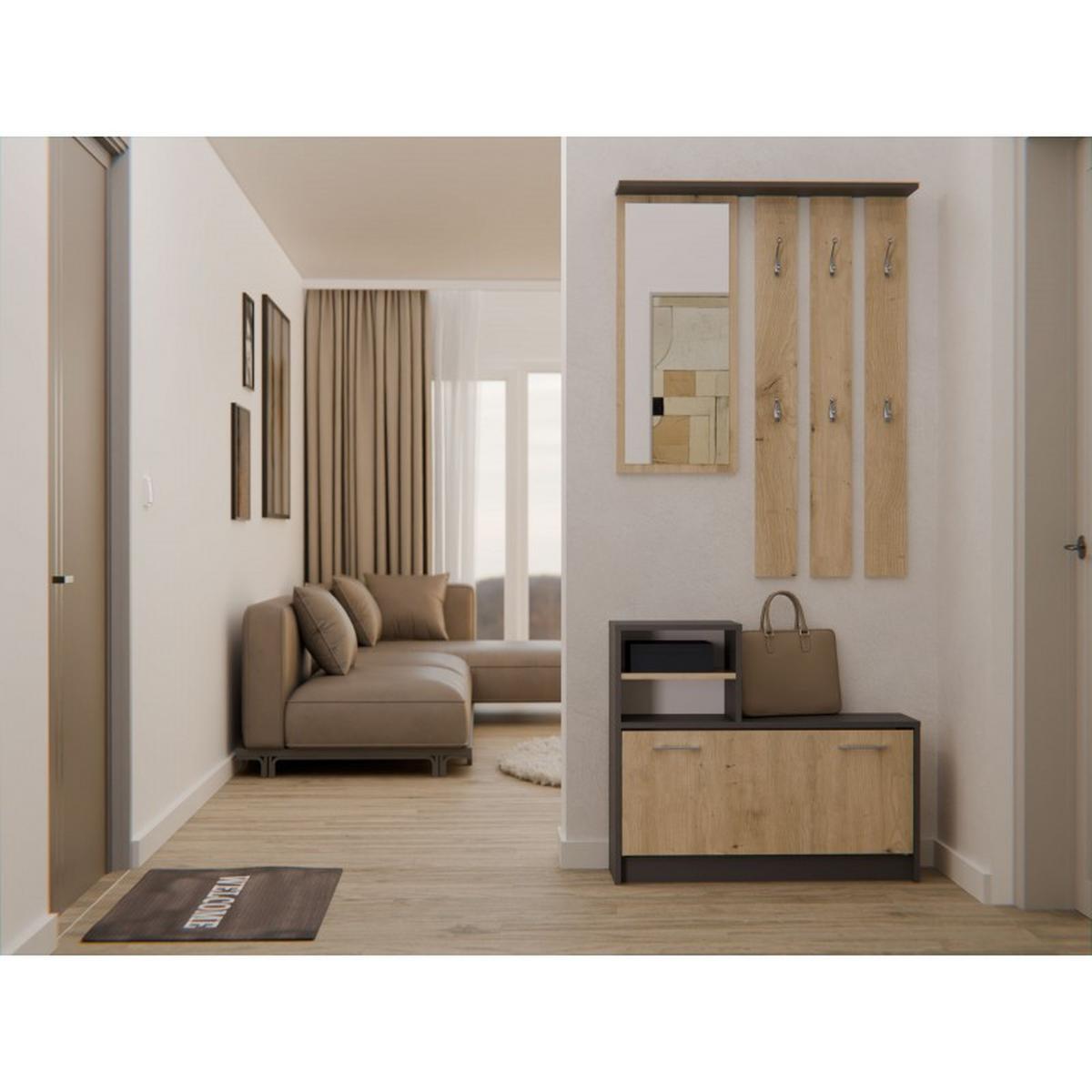 GARDEROBE praktisch Garderoben-Set mit Spiegel Anthrazit, Artisan 85/180/24 - Anthrazit, Holzwerkstoff (85/180/24cm) - RAUMHIRSCH FURNITURE