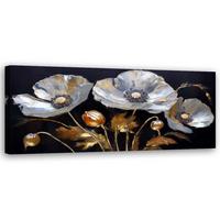 WANDBILD mohnblumen glamour silber - Schwarz, Textil (90/30cm) - Feeby