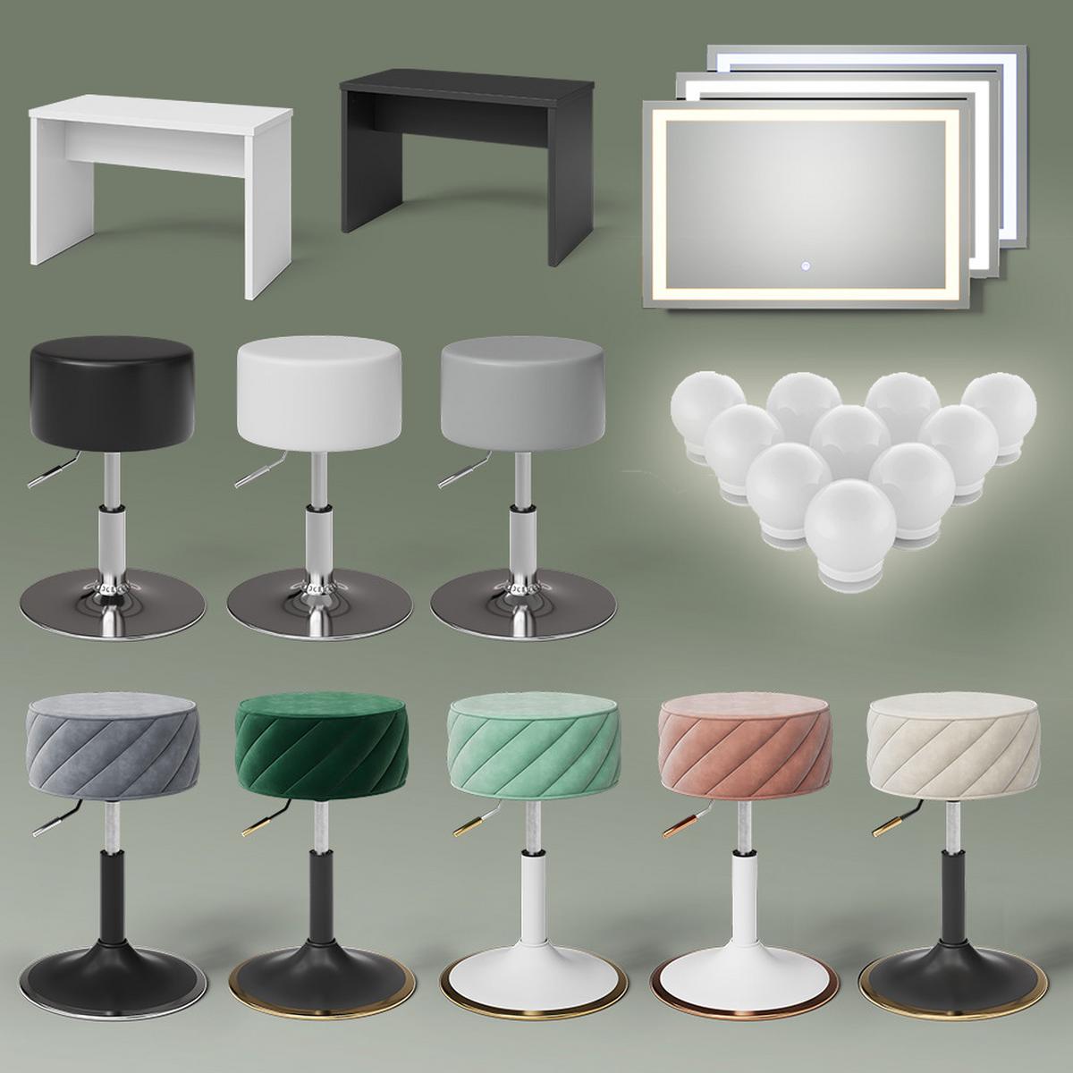 SCHMINKTISCH Imola Anthrazit 120 cm mit LED-Spiegel - Anthrazit, Holzwerkstoff (120/75/55cm) - Livinity®
