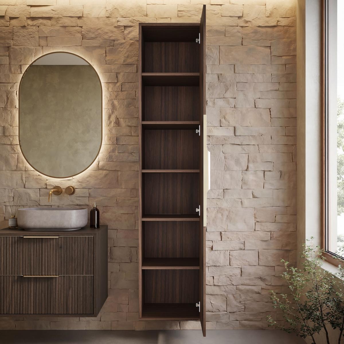 BADMÖBEL-SET Rimini 2 Teile Walnuss Braun - 60 x 46 x 46 cm - Walnussfarben/Braun, Holz (60/46/46cm) - Badplaats