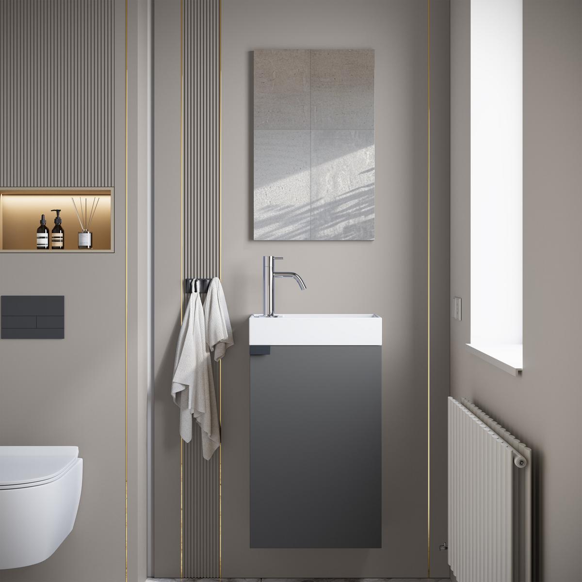 GÄSTE-WC-MÖBELSET Apollo 2 Teile Anthrazit - 40 x 22 x 68 cm - Anthrazit, Holz (40/68/22cm) - Badplaats