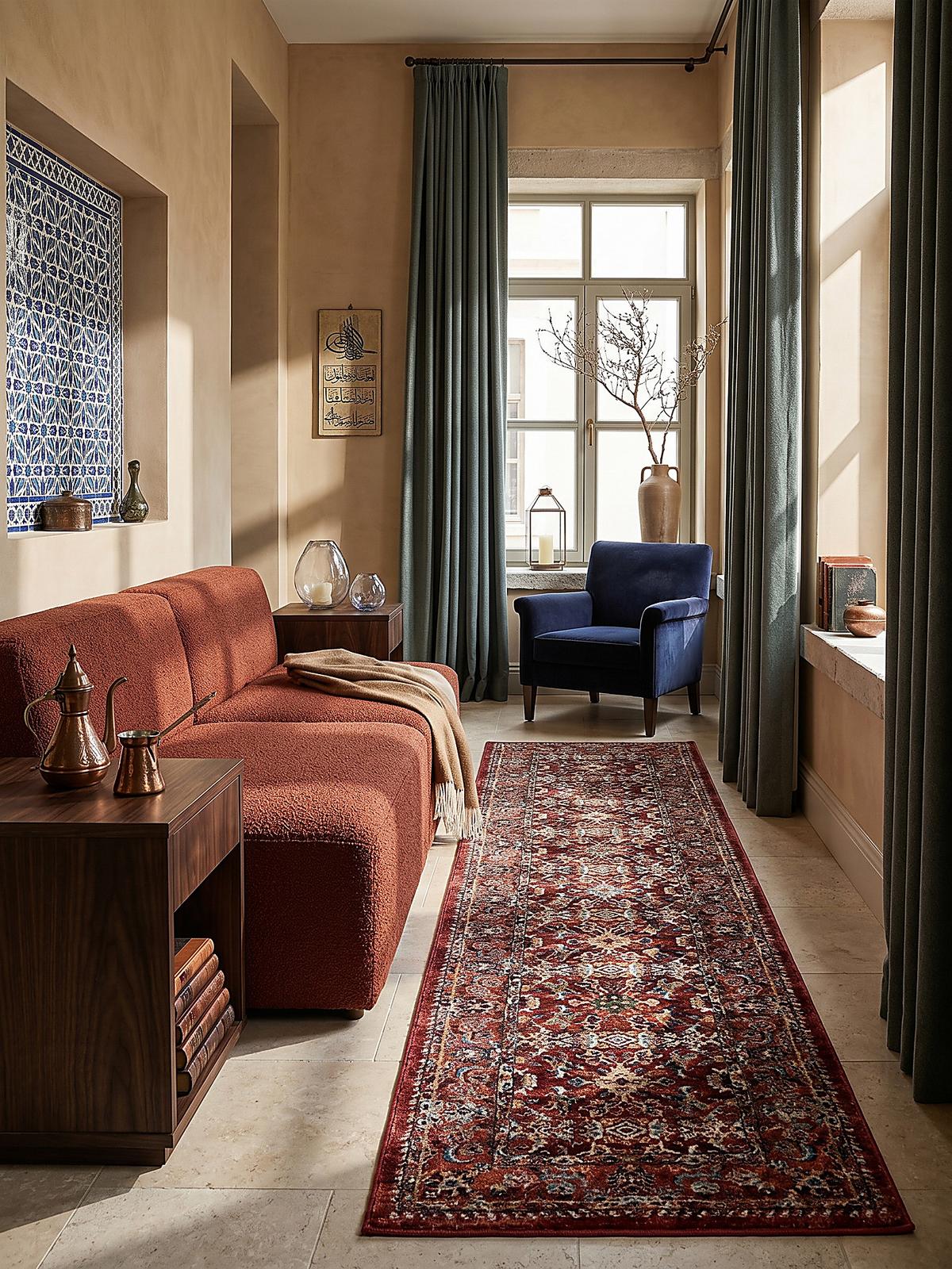 KURZFLORTEPPICH GLAZERT, orientalisch, Rot, 60 x 230 cm - Rot, Textil (230/60cm) - KADIMA DESIGN
