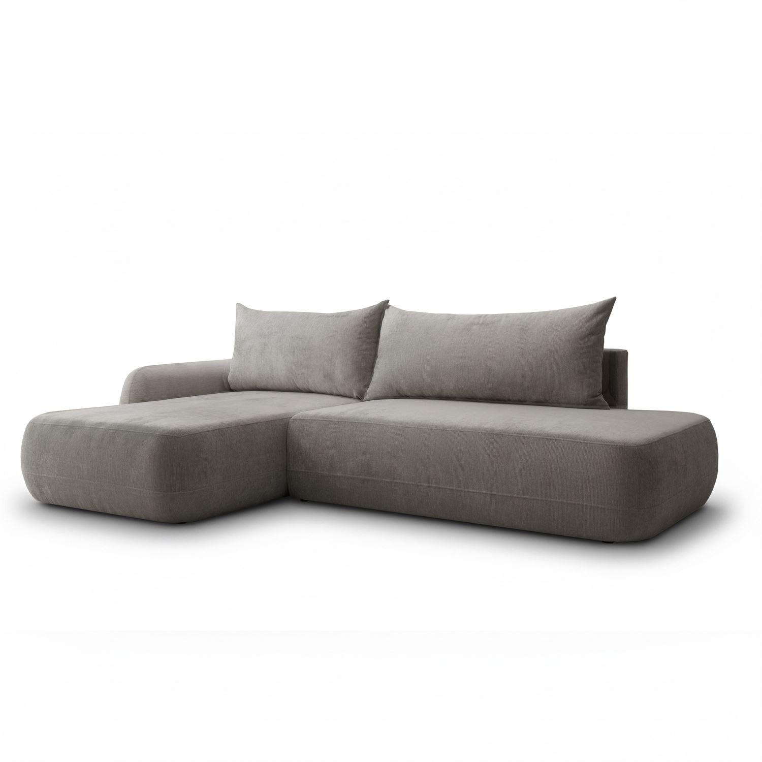 ECKSOFA GOYA mit Schlaffunktion und Bettkasten, Linke, Perfect Harmony 85 - Hellgrau, Textil (184/302cm) - Lookway