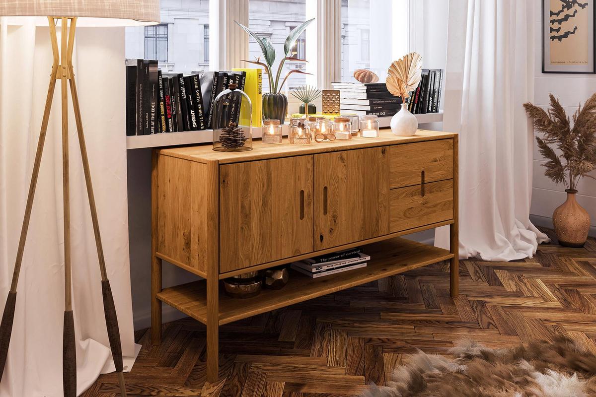 KOMMODE INA Wildeiche - Mokka, Holz (142/81/46cm) - byoak
