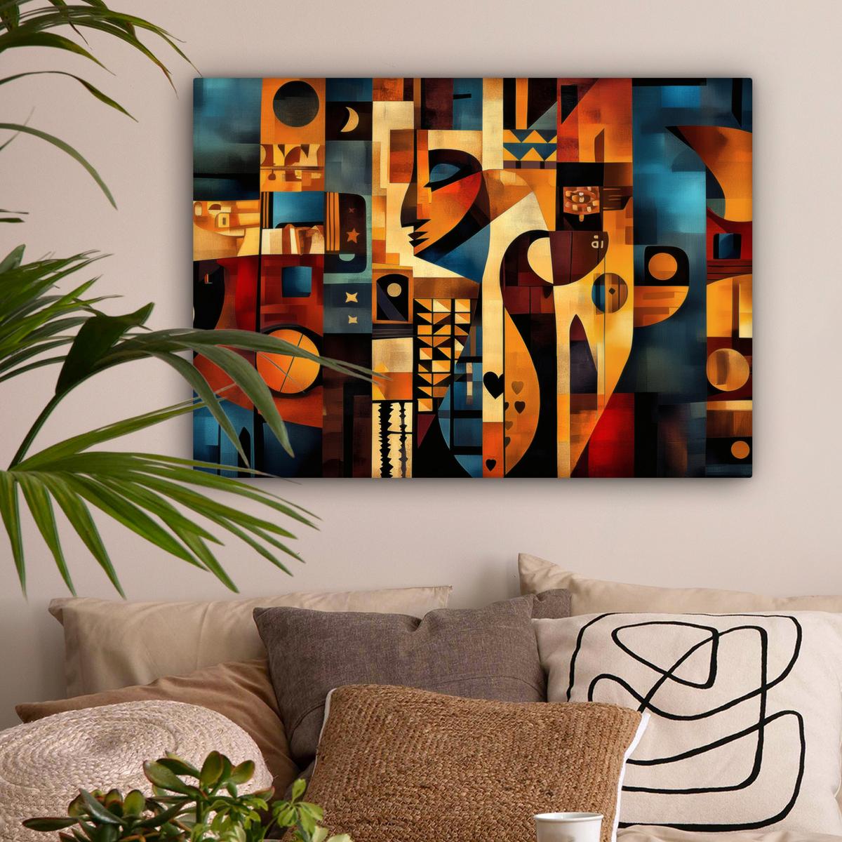 LEINWANDBILD Figuren - Abstrakt - Symbole Wandbilder 80x60 cm - Terracotta, Textil (80/60cm) - MuchoWow