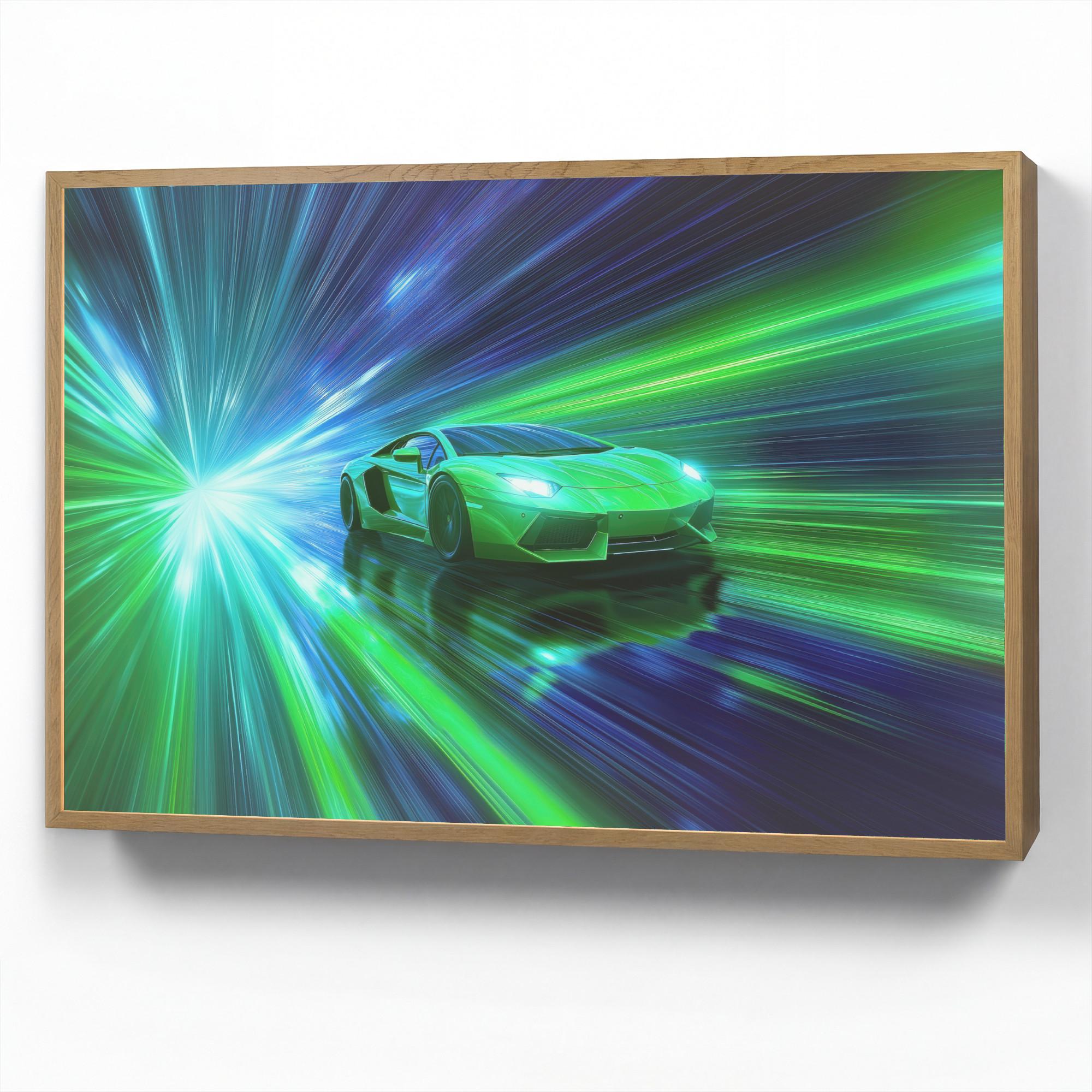 NACHTTISCHLAMPE MIT AKKU Geschwindigkeit - Leicht - Sportwagen - Grün 100x70 cm - Grün, Holzwerkstoff (8/100/70cm) - OnlyWow