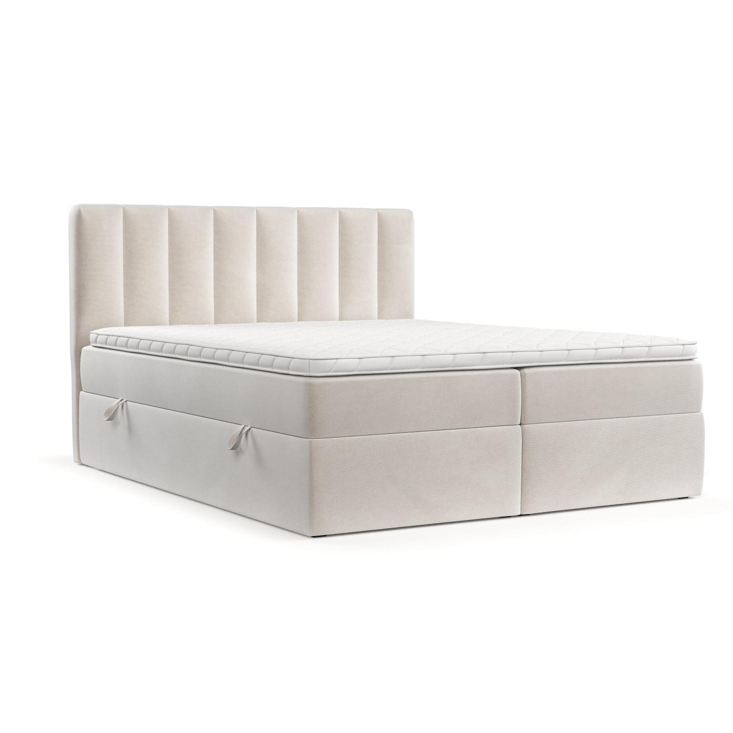 BOXBETT Bari 200/200 cm Creme im Paros Stoff - Creme, Holz/Holzwerkstoff (200/200cm) - AltaBeds