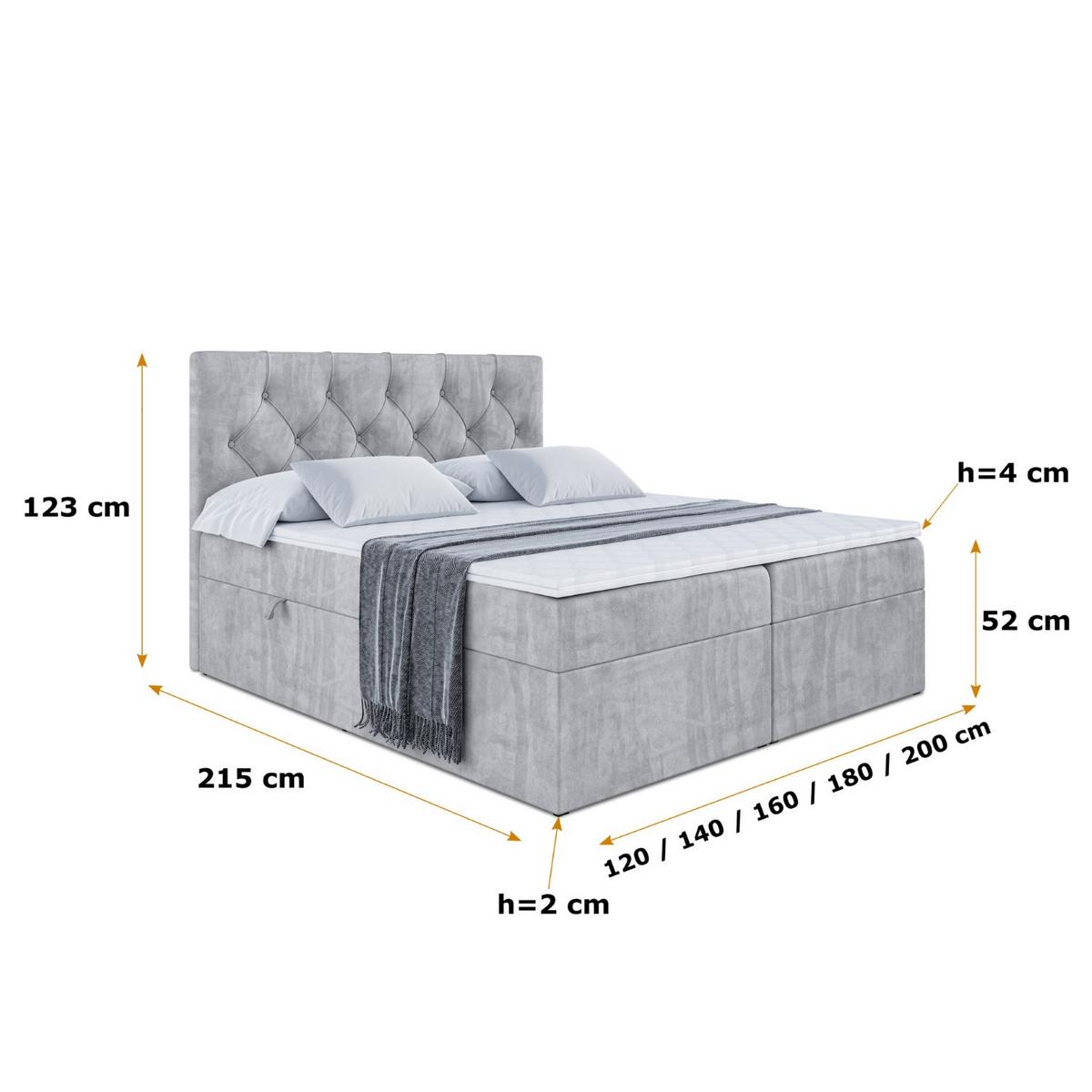 BOXBETT mit Matratze H3 und Lattenrost - MIRAGE - 180x200 Hellgrau - Hellgrau, Holzwerkstoff (180/200cm) - ALTDECOR