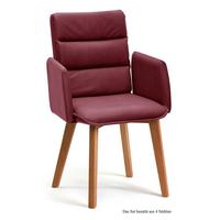 ARMLEHNSTUHL (4er-Set) Daritsa 52x92x60 Eiche geölt/Marsala - Eichefarben/Brombeere, Kunststoff (60/92/52cm) - 58aufmkessel
