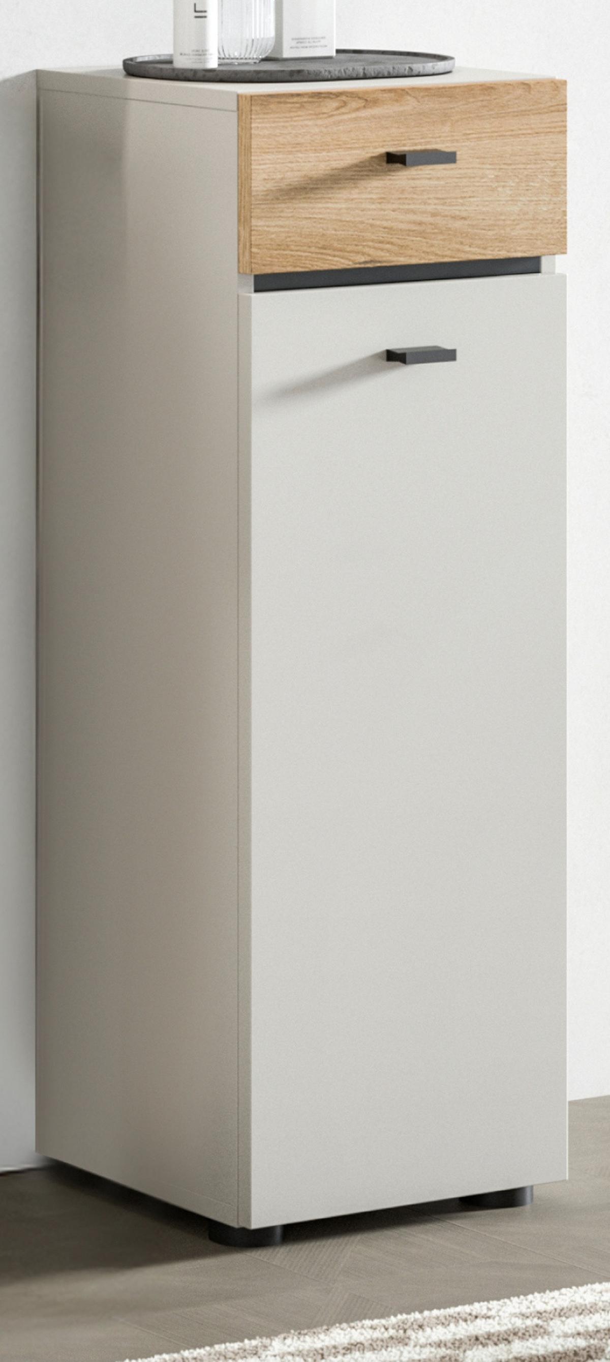 BADKOMMODE Kaschmir, Evoke Eiche 32 cm, Midischrank mit wechselbarem Türanschlag - Kaschmir/Eichefarben, Holzwerkstoff/Kunststoff (32/91/30cm) - Inn.Furn