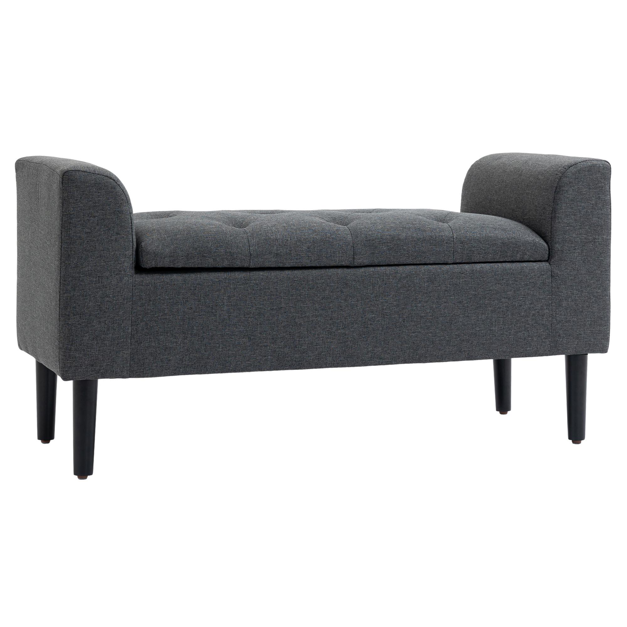 SITZBANK Polsterbank mit Stauraum belastbar bis 130 kg Leinen-Touch Dunkelgrau - Dunkelgrau, Kunststoff (44/58/116cm) - HOMCOM