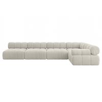 ECKSOFA modulares Sofa Mende-L3 - 380x190x70 cm Creme Cord - Hellgrau/Creme, Holzwerkstoff/Textil (380/190cm) - ALTDECOR