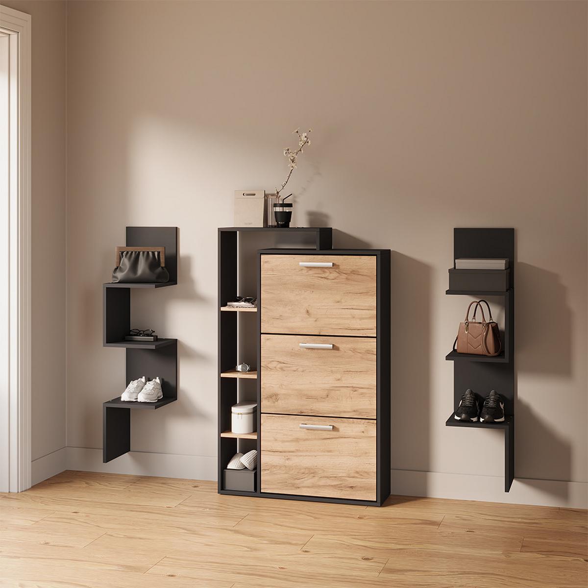 ECKREGAL Vesuvio Schwarz 28 x 116.4 cm 2er Set - Schwarz, Holzwerkstoff (28/116.4/28cm) - Livinity®