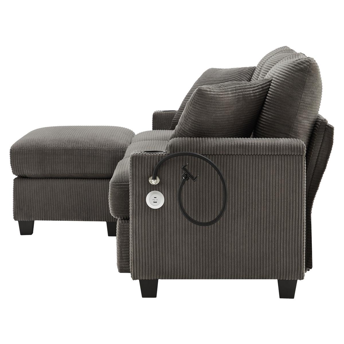 SOFA Modernes 3-Sitzer mit Stoffbezug, Grau – Komfortabel, stilvoll, langlebig, 220 x 90 x 85 cm - Grau, Holzwerkstoff/Textil (213/139cm) - Urban Meuble