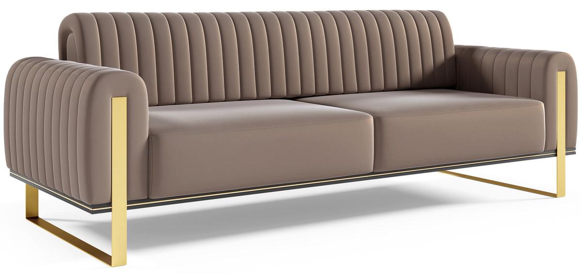 SOFA Parissa 228 cm - Beige/Goldfarben, Textil/Metall (228/79/92cm) - Selsey