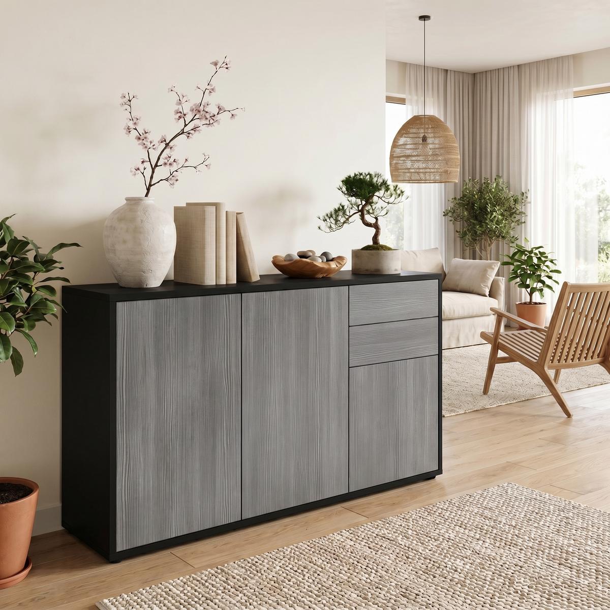 KOMMODE Ben Front in Avola-Anthrazit - Anthrazit, Holzwerkstoff (117/74/36cm) - Vladon