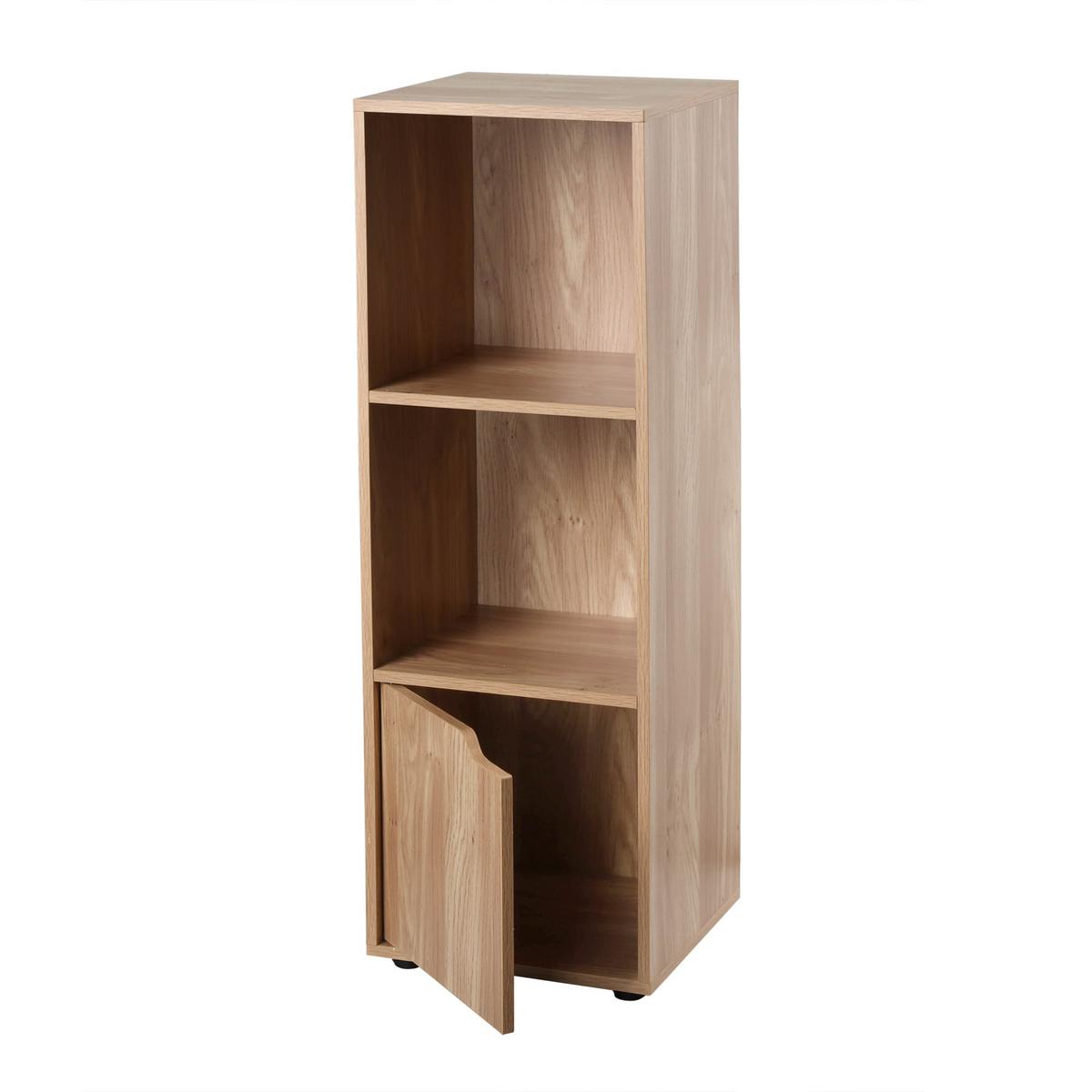 REGAL mit 3 Fächern und einer Tür 31/29/91 cm - Eichefarben, Holzwerkstoff (29/90.8/88.7cm) - Calicosy