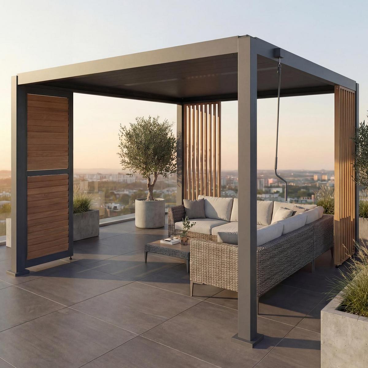 SEITENWAND FÜR PERGOLA Braun - Braun, Metall (68/220/6cm) - MCW