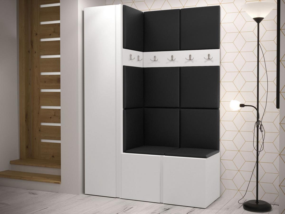 GARDEROBEN-SET Orion IX - Schwarz/Weiß, Holzwerkstoff/Kunststoff (124/186/46cm) - MIRJAN24