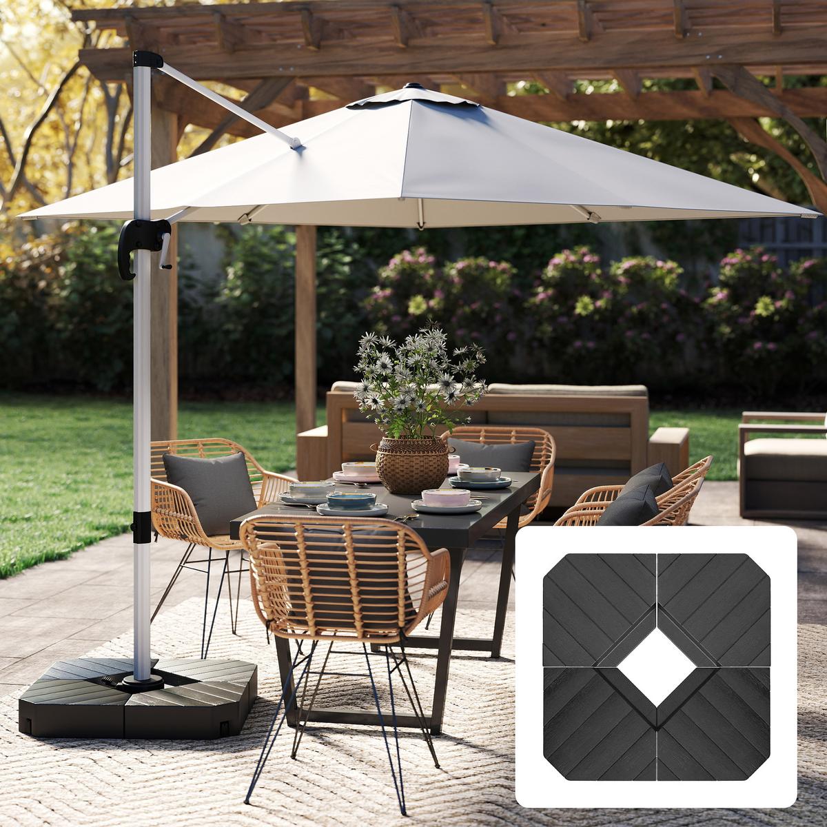 SONNENSCHIRMSTÄNDER 4-teilig - Schwarz, Kunststoff (80/80cm) - Outsunny