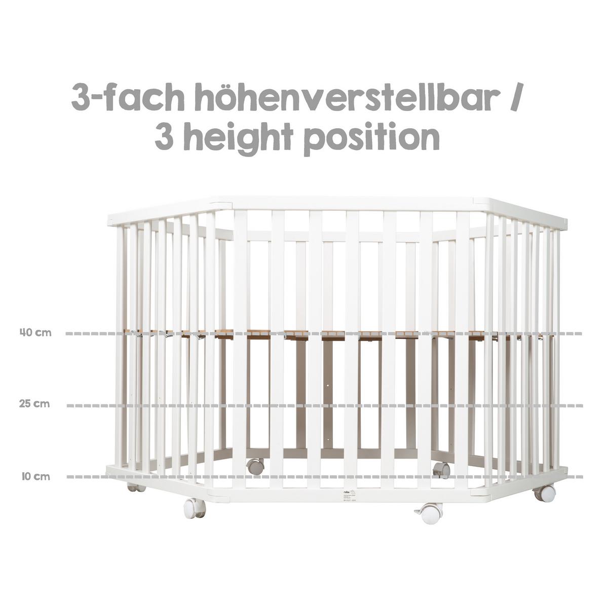 LAUFGITTER inkl. Matratze roba Style grau - Weiß, Holzwerkstoff (118.5/72.5/103.5cm) - Roba