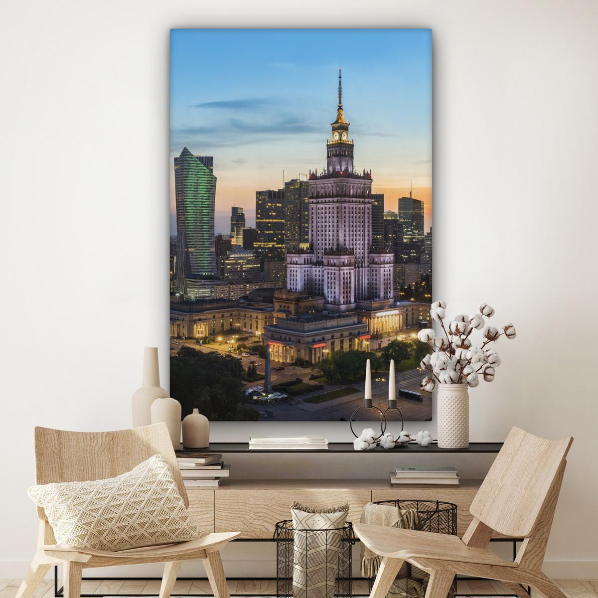 LEINWANDBILD Polen - Sonne - Warschau Deko Groß 90x140 cm - Blau, Textil (90/140cm) - MuchoWow