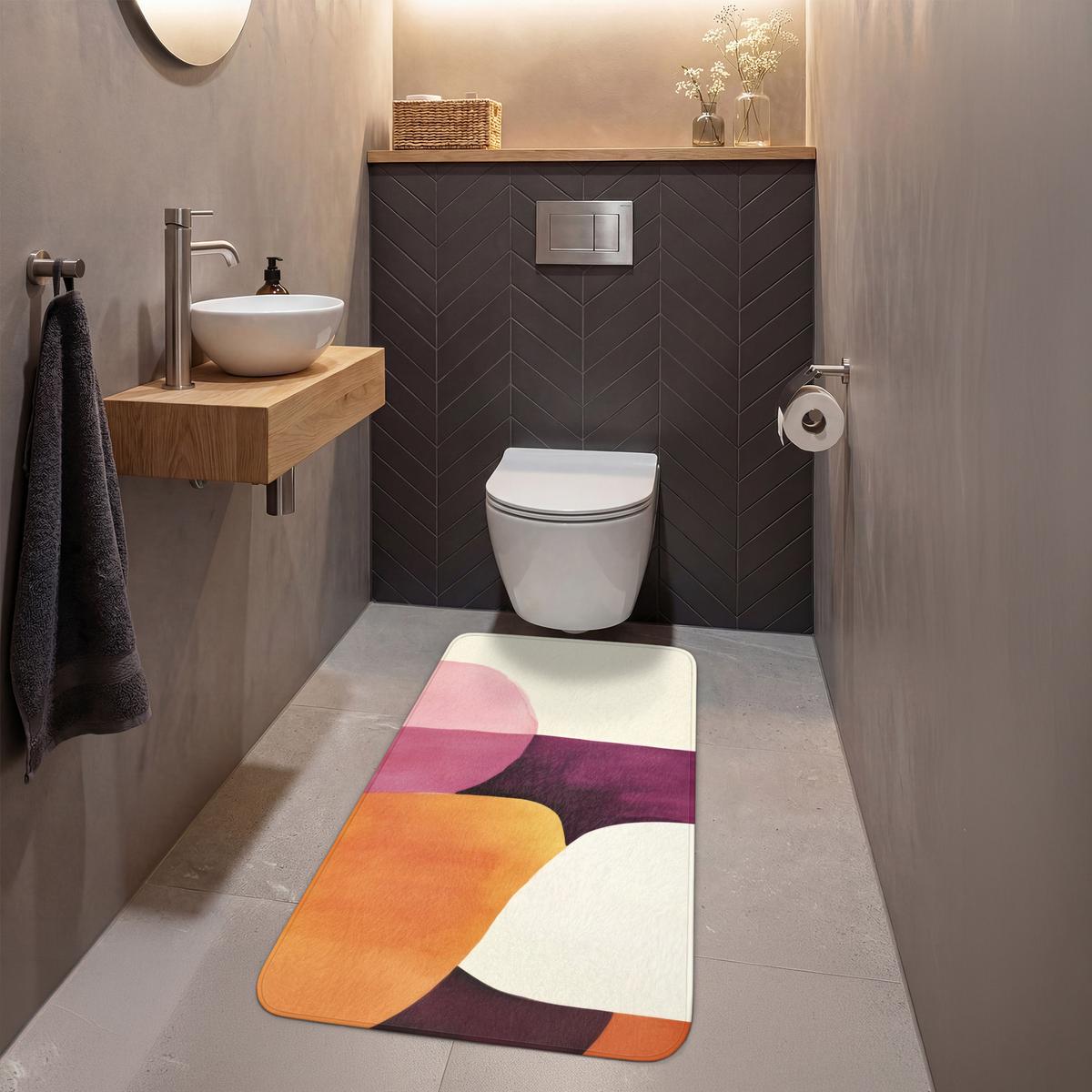 WC-VORLEGER Formen - Abstrakt - Farbenfroh Toilettenvorleger 60x120 cm - Terracotta, Textil (60/1cm) - OnlyWow