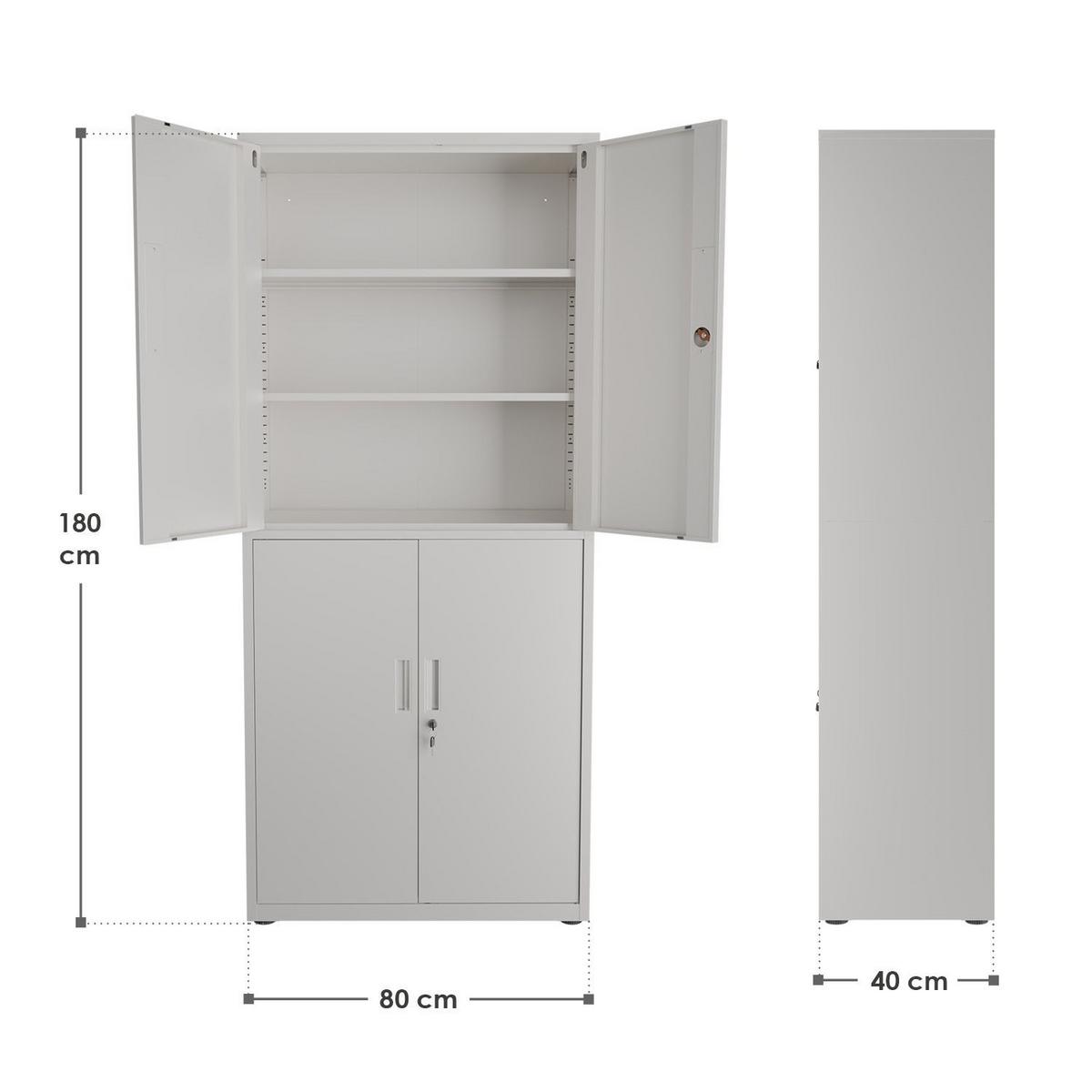 METALLSCHRANK 180/80/40 cm weiß abschließbar - Weiß, Metall (80/180/40cm) - Juskys