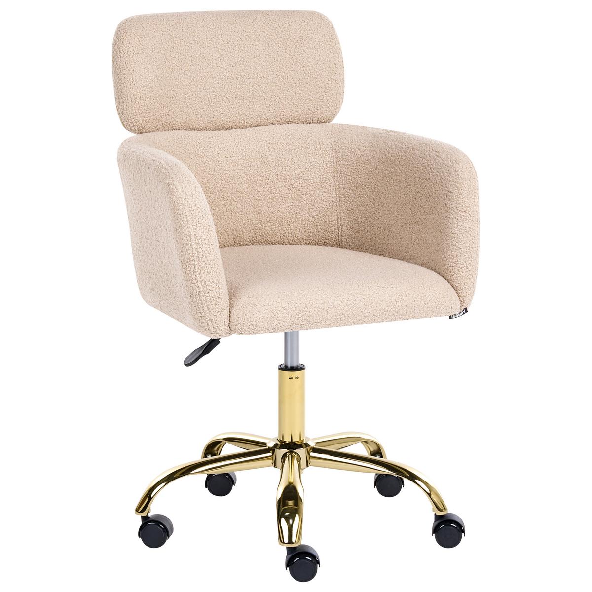 SCHREIBTISCHSTUHL Bouclé Hellbeige Alena - Beige, Textil (60/84/60cm) - Beliani