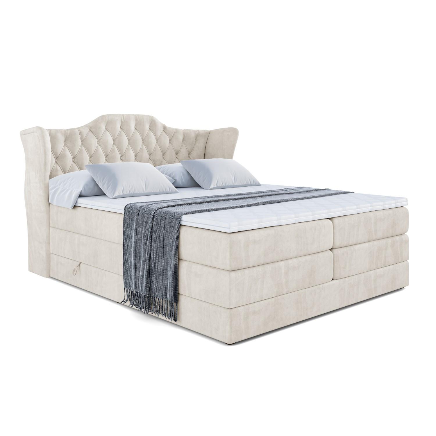 BOXSPRINGBETT VILA KING - 180x200 - H3/H4 - Creme - Creme, Holzwerkstoff (180/200cm) - ALTDECOR