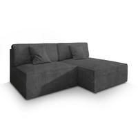 ECKSOFA FIORO P Graphitfarben Kordstoff mit Schlaffunktion - Graphitfarben/Grau, Holz/Kunststoff (204/148cm) - MASSENO