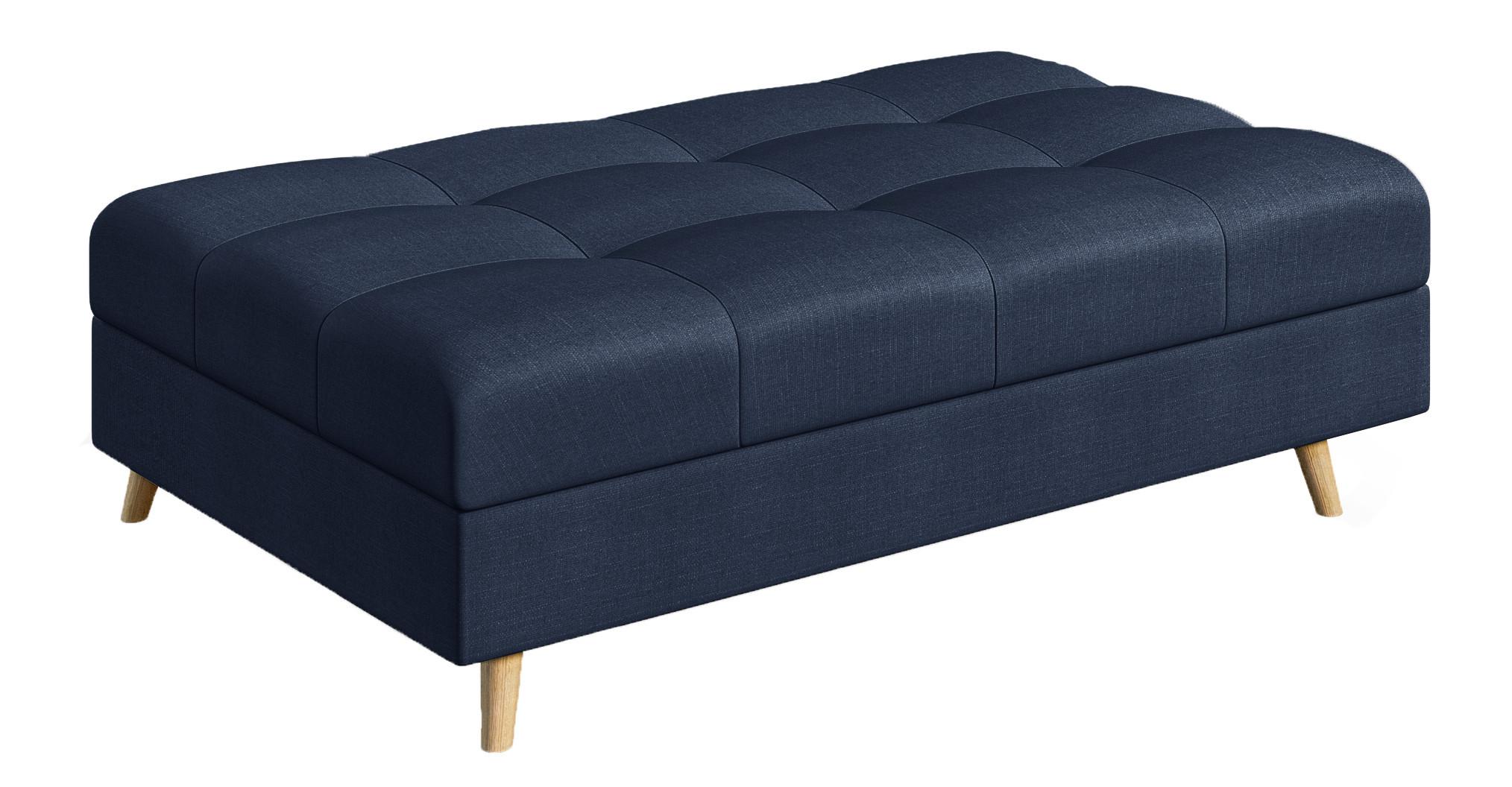 HOCKER Lorine Mikrofaser Dunkelblau - Ecru/Dunkelblau, Holz/Textil (118/40/73cm) - S-Style Möbel