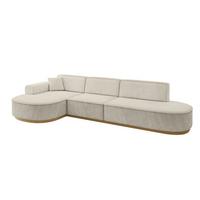 ECKSOFA Ottomane Links MARI-L2-v2 - 328x171x83 cm Ecru Velours - Ecru, Holzwerkstoff/Textil (328/171cm) - ALTDECOR