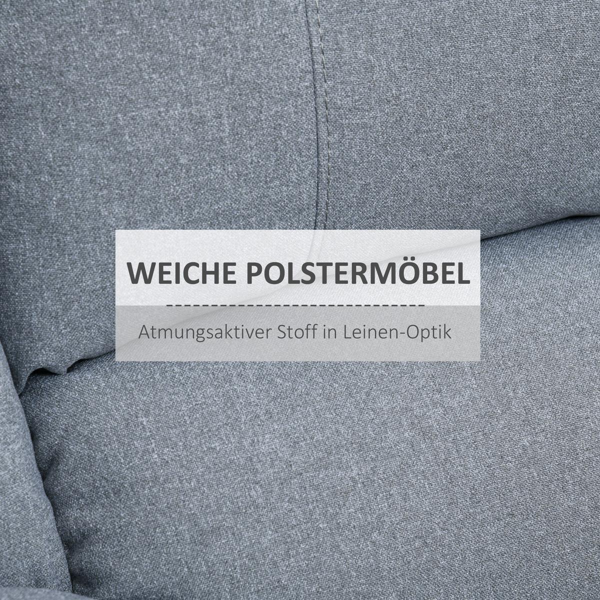 RELAXSESSEL mit Liegefunktion Fernsehsessel TV-Sessel mit Seitentasche Hellgrau - Hellgrau/Schwarz, Textil/Metall (96/98/87cm) - HOMCOM