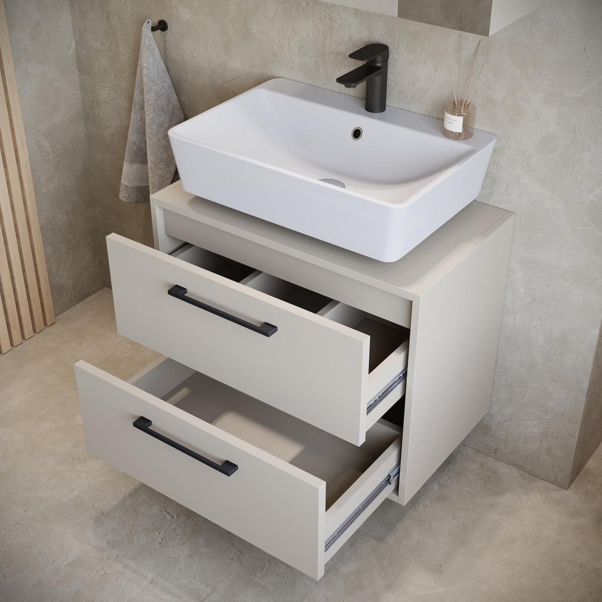 WASCHBECKENUNTERSCHRANK Florence 2 Schubladen Cashmere - 60 x 35 x 47 cm - Kaschmir, Holz (60/50/35cm) - Badplaats