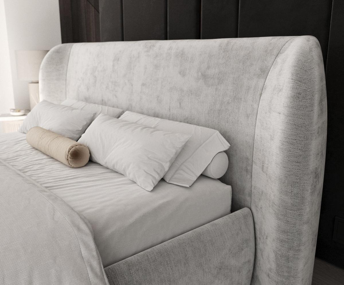 POLSTERBETT Bellano mit Stauraum 200/200 cm Hellgrau im Lotta Stoff - Hellgrau/Schwarz, Holz/Holzwerkstoff (200/200cm) - AltaBeds