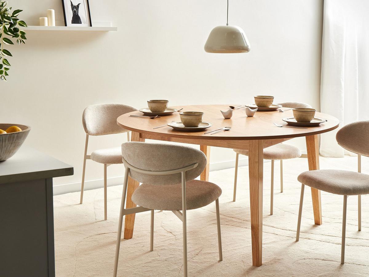 ESSTISCH Helle Eiche 140/140 cm Huntley - Hellbraun, Holzwerkstoff (140/140/75cm) - Beliani