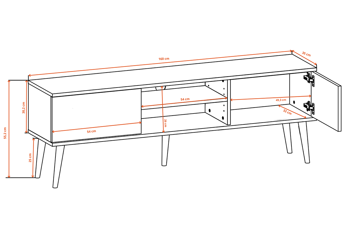 TV-MÖBEL Toronto Grau - Grau, Holzwerkstoff (160/55/35cm) - Petits-meubles