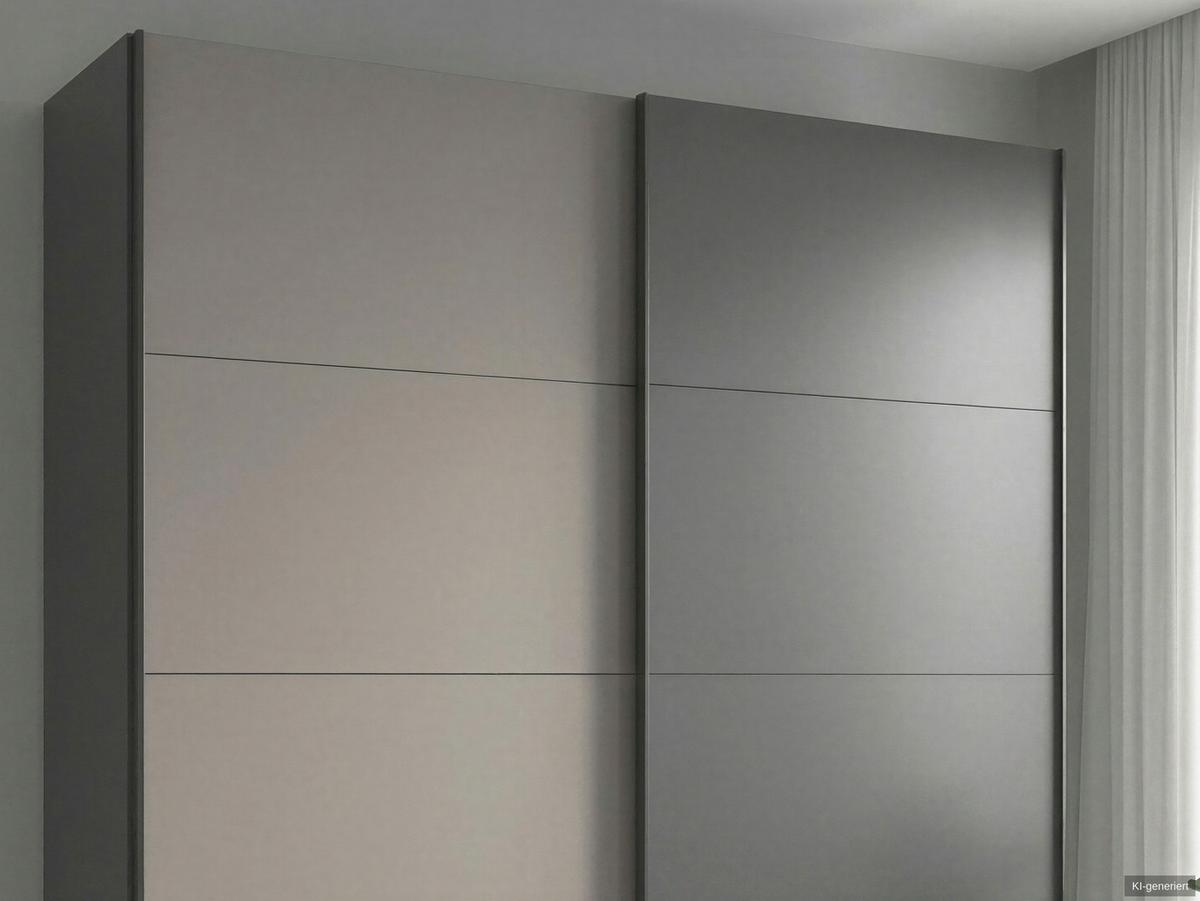 SCHWEBETÜRENSCHRANK 2-türig B179/H198/T65 cm, Kleiderschrank mit sichtbaren Schubkästen in Grafit, 1x Tür in Sandgrau / 22694 - Sandfarben/Graphitfarben, Holz/Holzwerkstoff (179/198/65cm) - luma-home