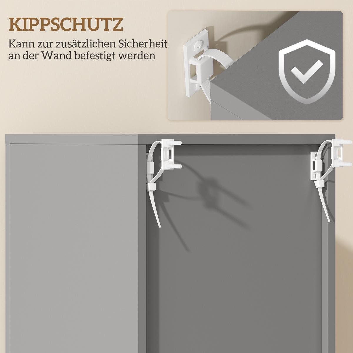 BADEZIMMERSCHRANK Spanplatte Grau - Alufarben/Grau, Holzwerkstoff/Kunststoff (30/180/30cm) - Kleankin