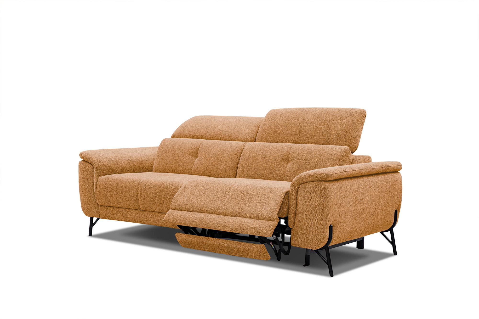 SOFA AVENA 3-Sitzer mit 1 Relaxfunktion, orange - Orange, Holzwerkstoff/Textil (204/80/108cm) - Wozimo