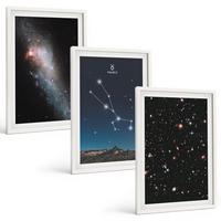 BILDER SET 3er Set - 40x60 cm Weißer Rahmen - Kosmische Landschaften des Sterns Stier - Weiß, Kunststoff (40/60cm) - TULUP