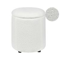 POUF mit Stauraum Bouclé Cremeweiß Maryland - Weiß, Textil (38/40/38cm) - Beliani