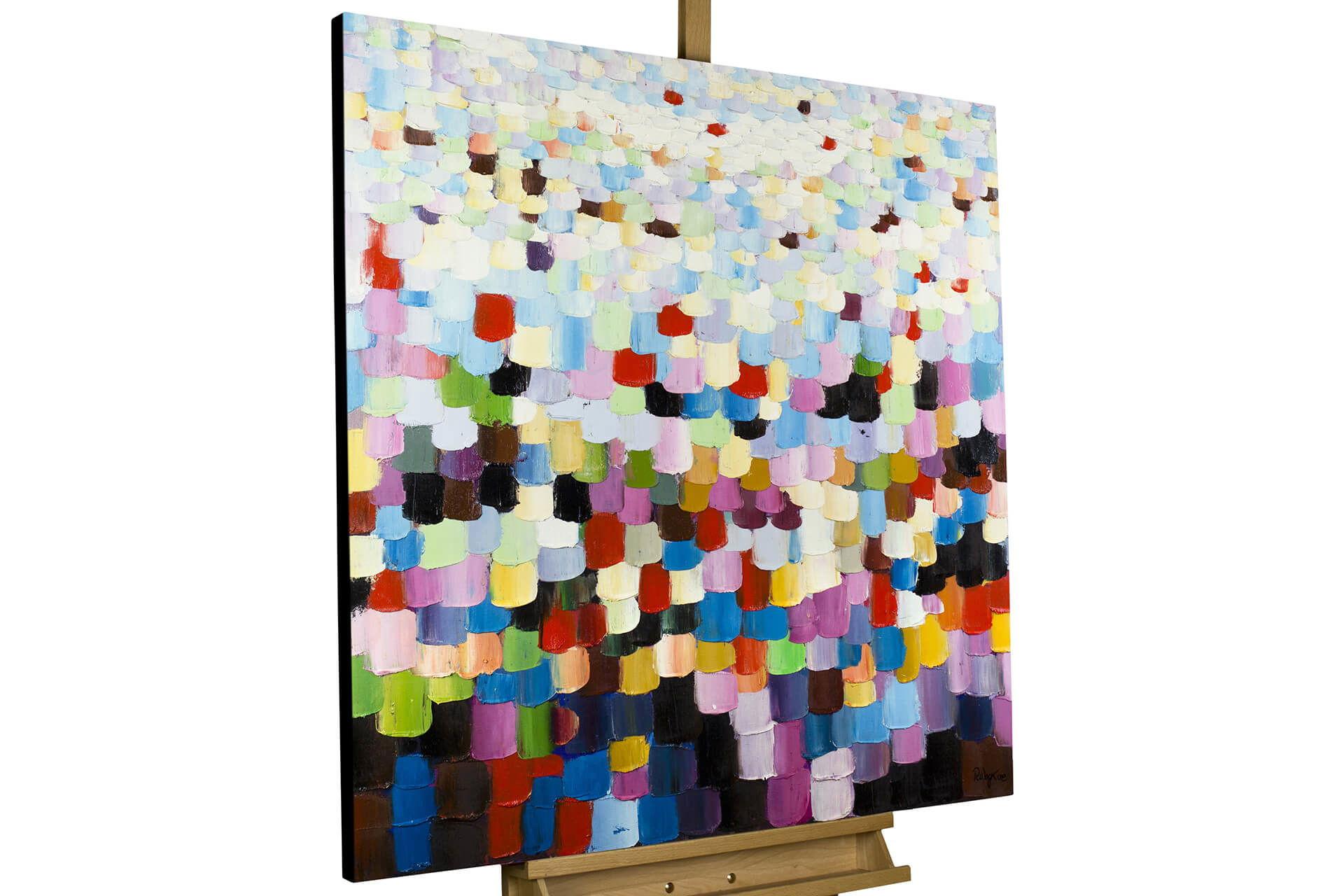 ÖLGEMÄLDE 80/80 cm - Blau/Gelb, Holz/Textil (80/80cm) - KUNSTLOFT