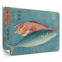 POSTER - 84x59 cm (A1) - Utagawa Hiroshige - Gelbschwanzmakrele und Barsch - Blau, Textil (84/59.4/0.1cm) - TULUP
