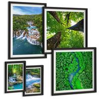 BILDER SET 5er Set - 50x50 cm & 20x30 cm & 40x60 cm Schwarzer Rahmen - Strandwellen, Himmelsbrücke, Spaziergang - Schwarz, Kunststoff (40/60cm) - TULUP