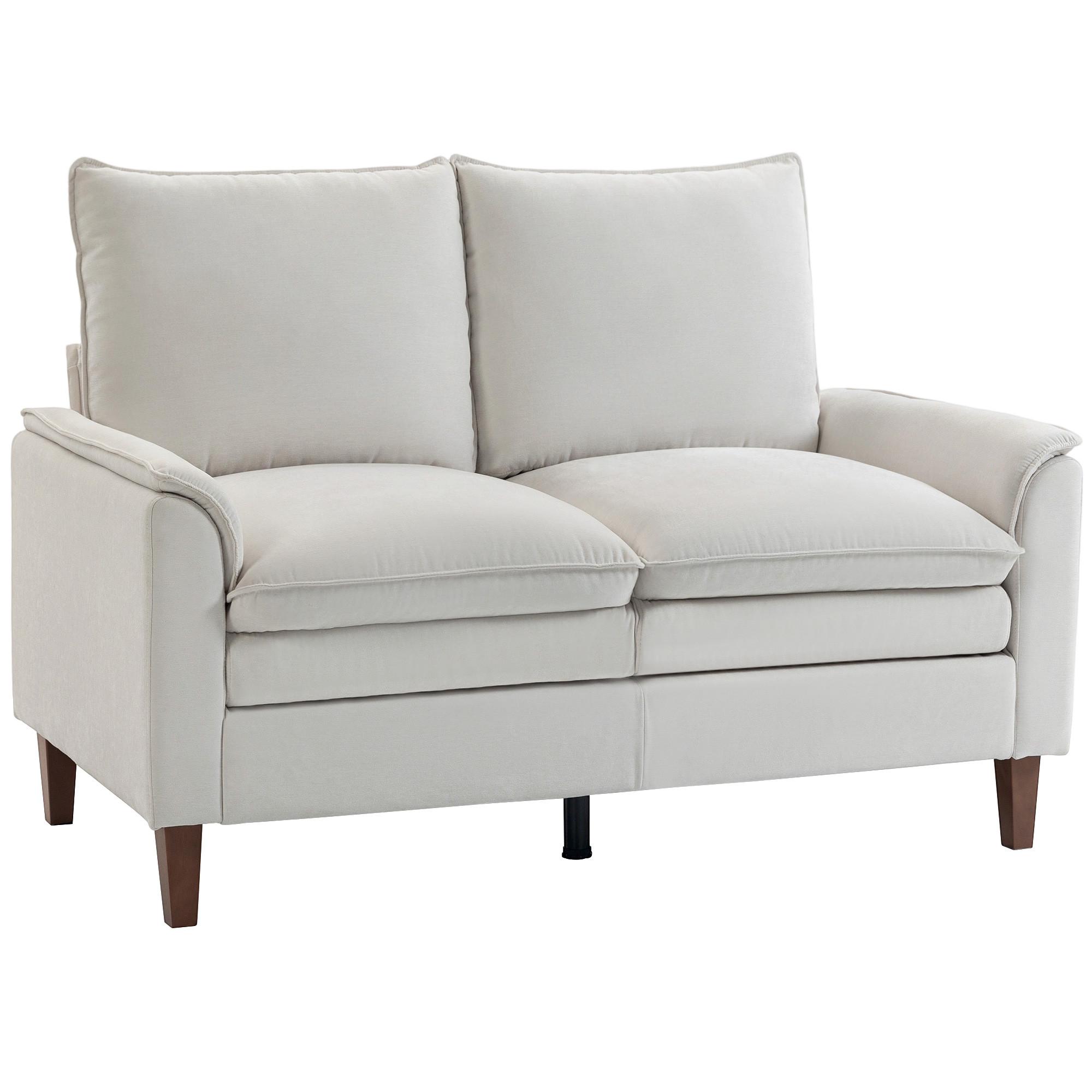 2-SITZER-SOFA Chenille Cremeweiß - Creme, Textil (84/95/146cm) - HOMCOM