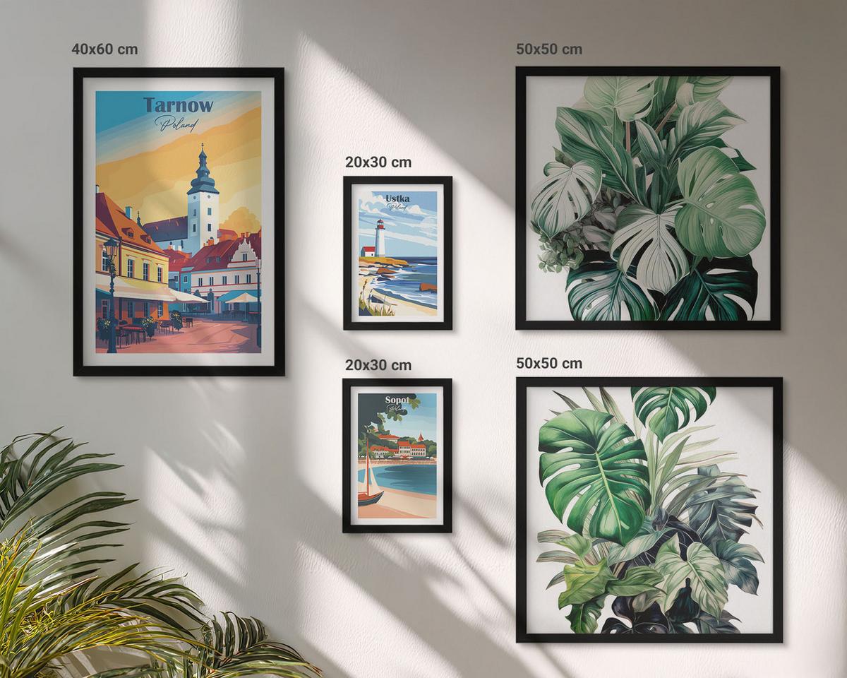 BILDER SET 5er Set - 50x50 cm & 20x30 cm & 40x60 cm Schwarzer Rahmen - Stadt- und Naturlandschaften - Schwarz, Kunststoff (40/60cm) - TULUP