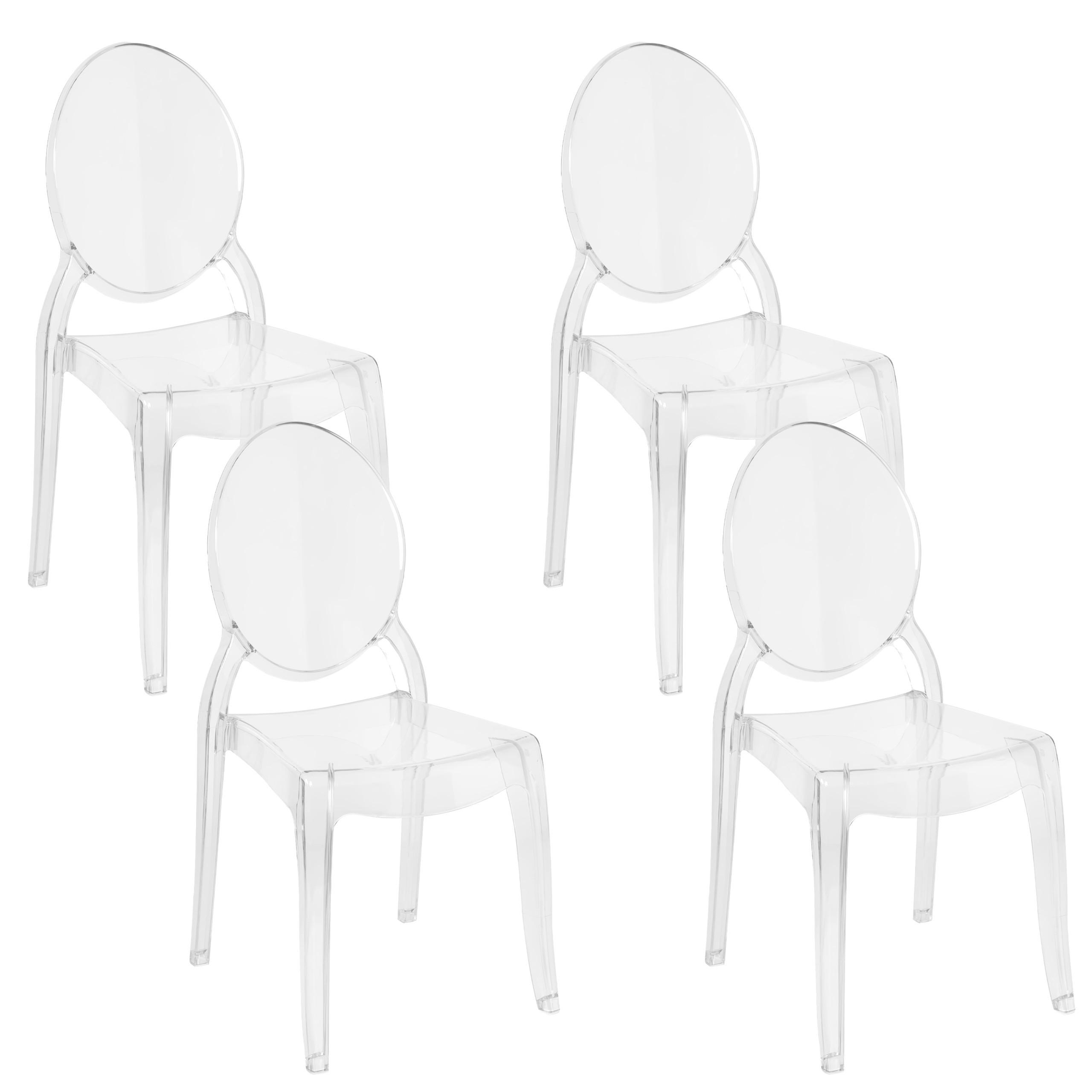 ESSZIMMERSTUHL 4er-Set Transparent Merton - Transparent, Kunststoff (55/95/55cm) - Beliani